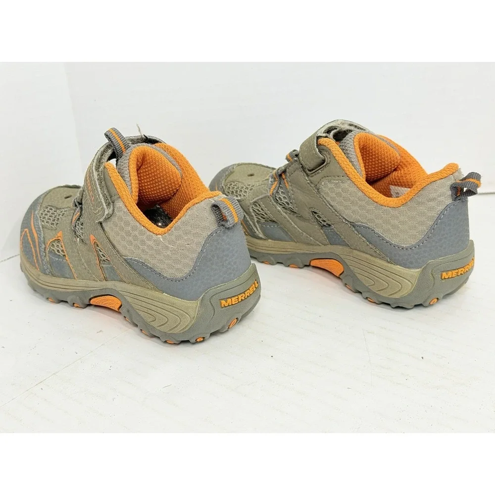 Merrell Trail Chaser Kids Hiking Shoes Gray Orange Hook-and-Loop Size 10M